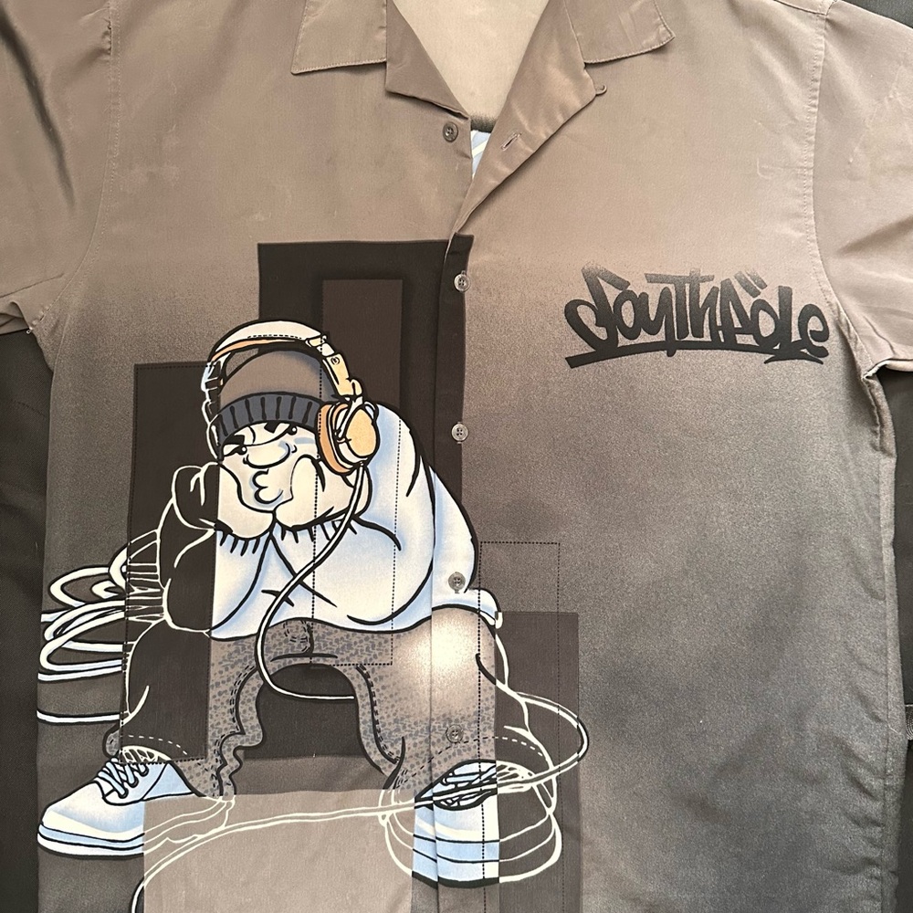 South Pole Men's Casual Shirt - Gray and Black Size L